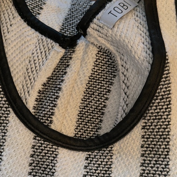 TOBI ivory black cotton blend sleeveless cropped top Sz M - Picture 7 of 7